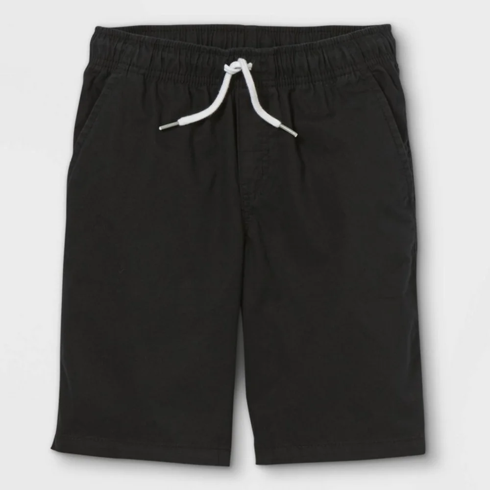 Boys' Pull-On Woven Shorts - Cat & Jack Black/Black L Husky